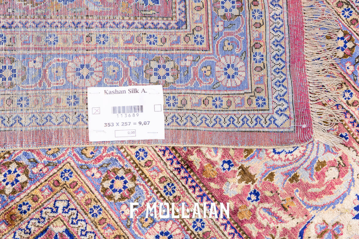 Kashan Silk Rug Green Pistachio n°:113689